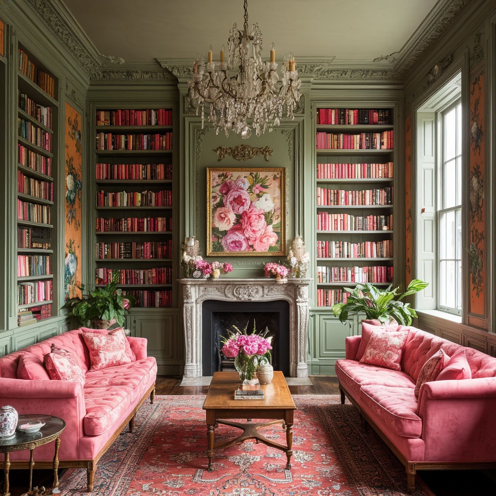 Интерьер, украшенный к 8 Марта: шарики, гирлянда и праздничный торт.