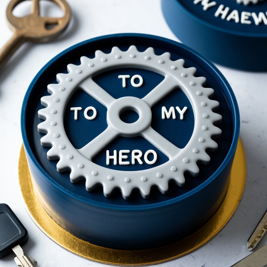 Тематический бенто торт для мужчины на день рождения с декором-рулем