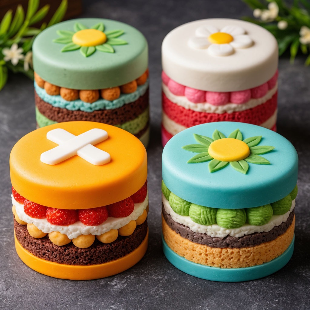 Набор из трех разных бенто тортов для компании, семьи или офиса на праздник