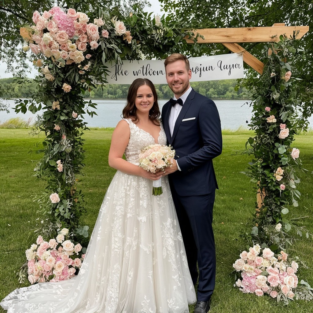 Надпись «1 год» для фотосессии на годовщину свадьбы.