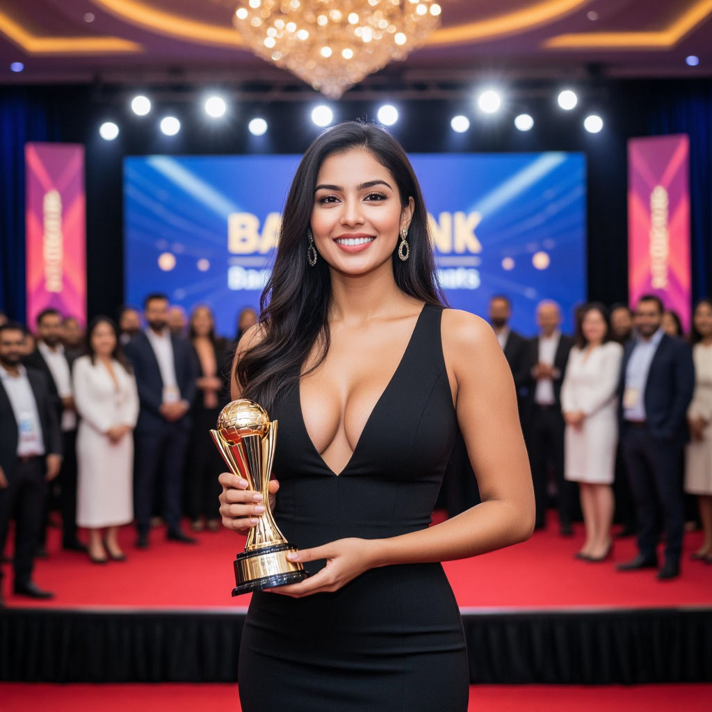 Торжественное вручение награды лучшему банковскому сотруднику на праздничном вечере в честь Дня банкира.