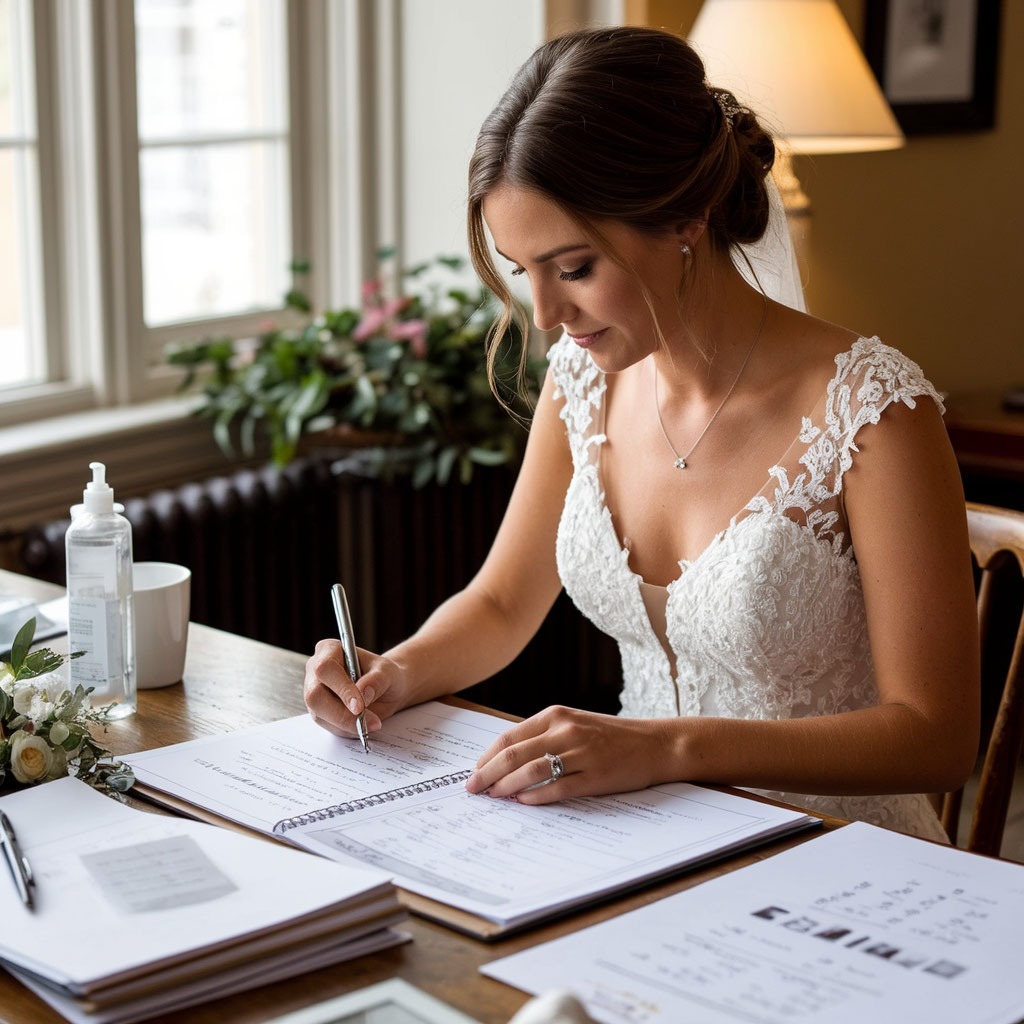 График и блокнот с расчетом бюджета на свадебное платье