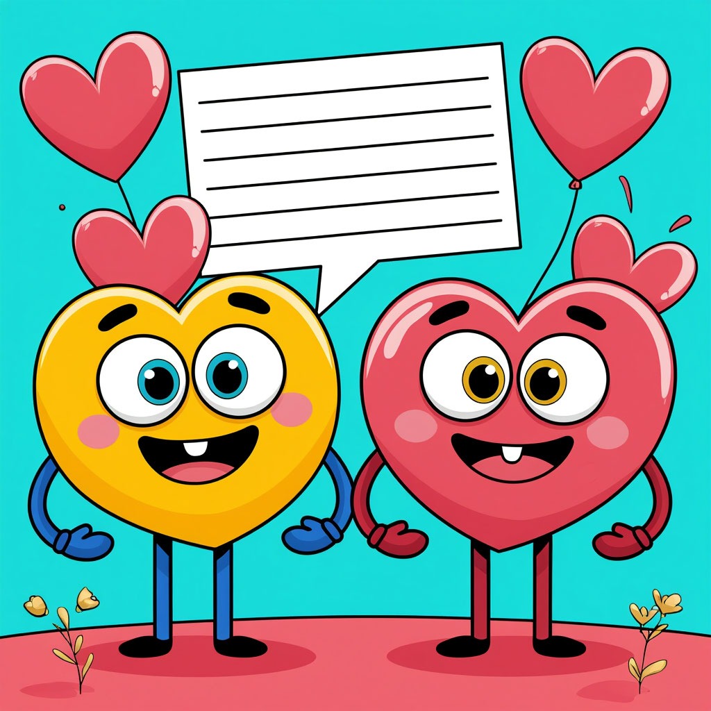 Веселая открытка с Днем святого Валентина с сердечками.