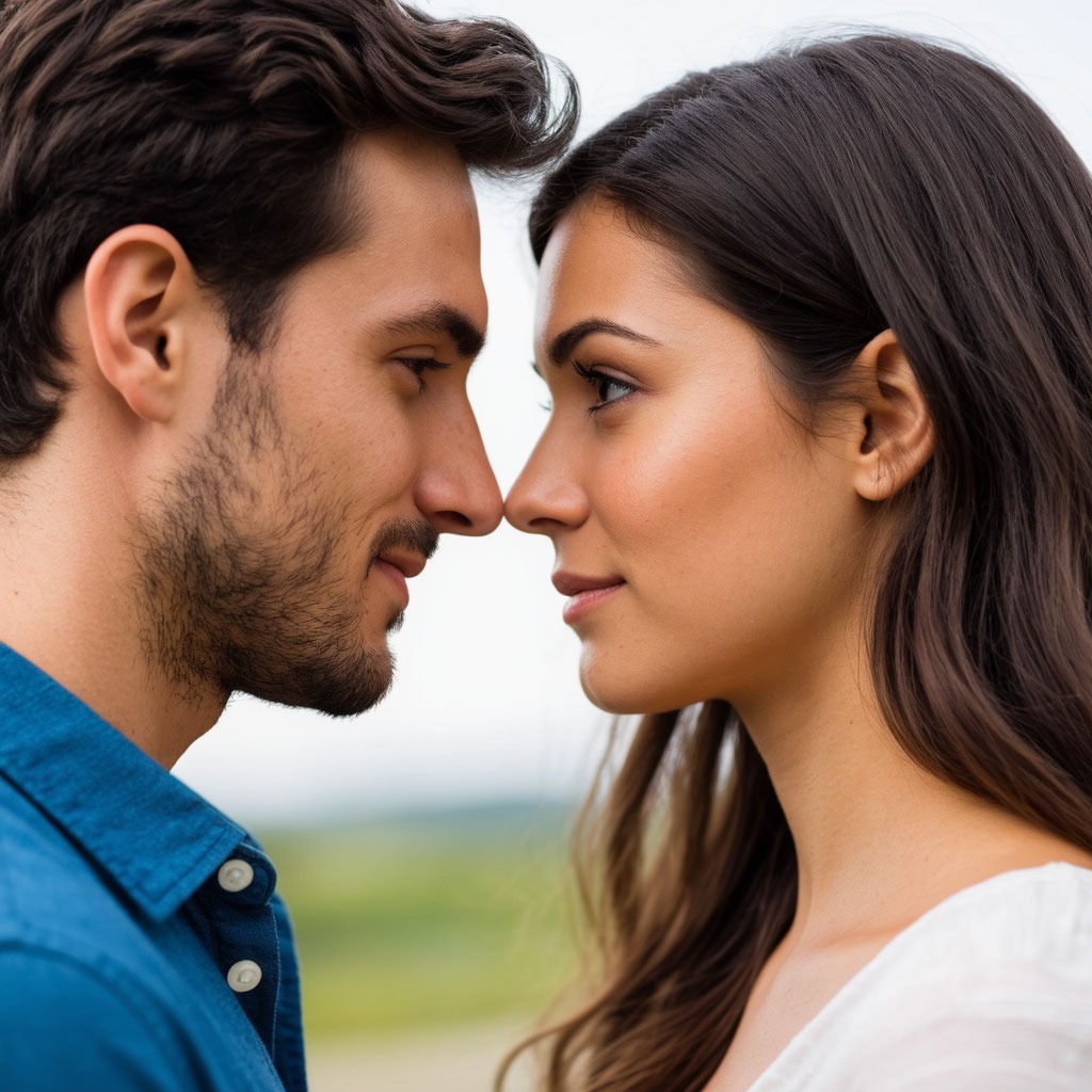 Пара празднует первую годовщину свадьбы, нежный взгляд в камеру.