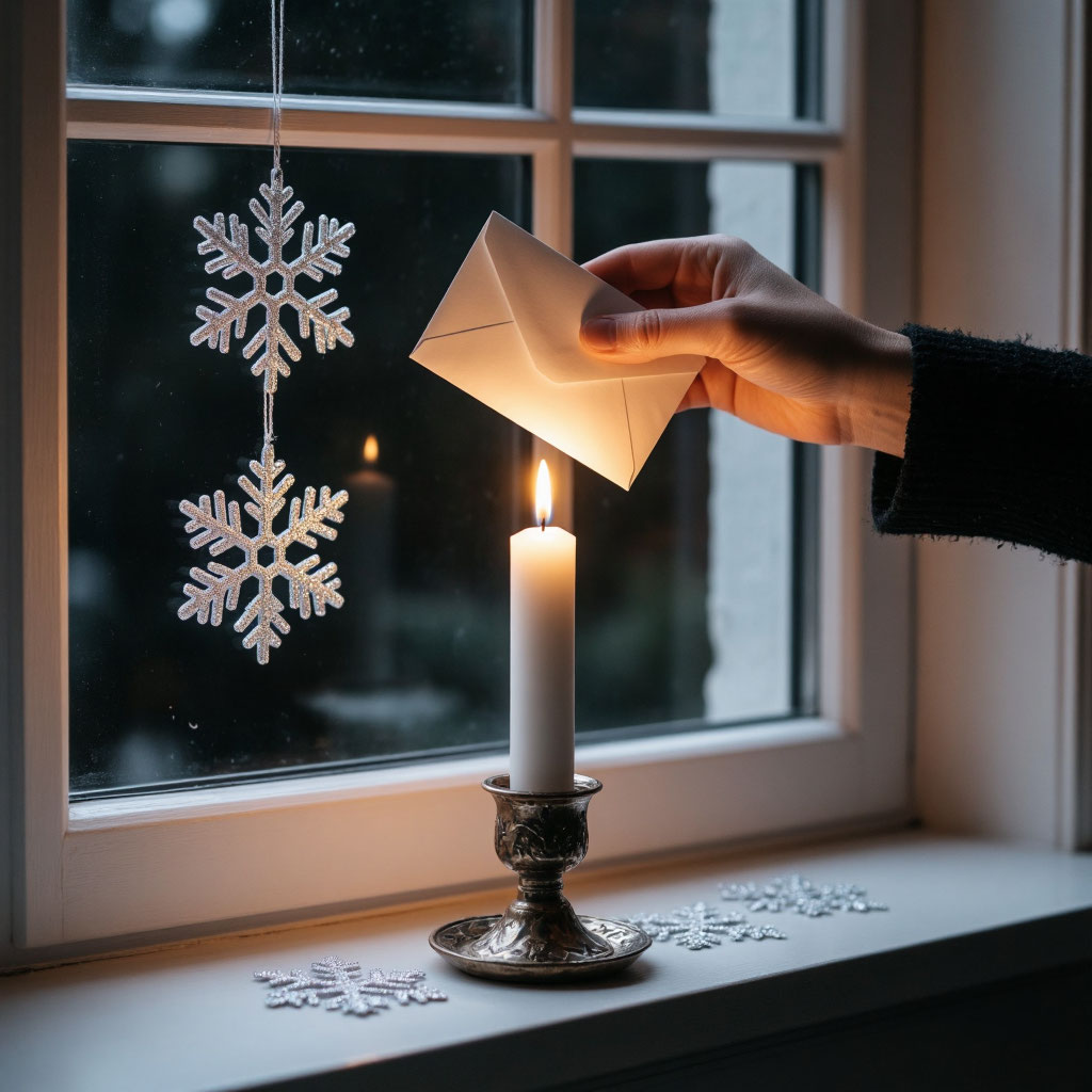 Символическая отправка письма Деду Морозу через огонь свечи в день проводов 30 апреля.