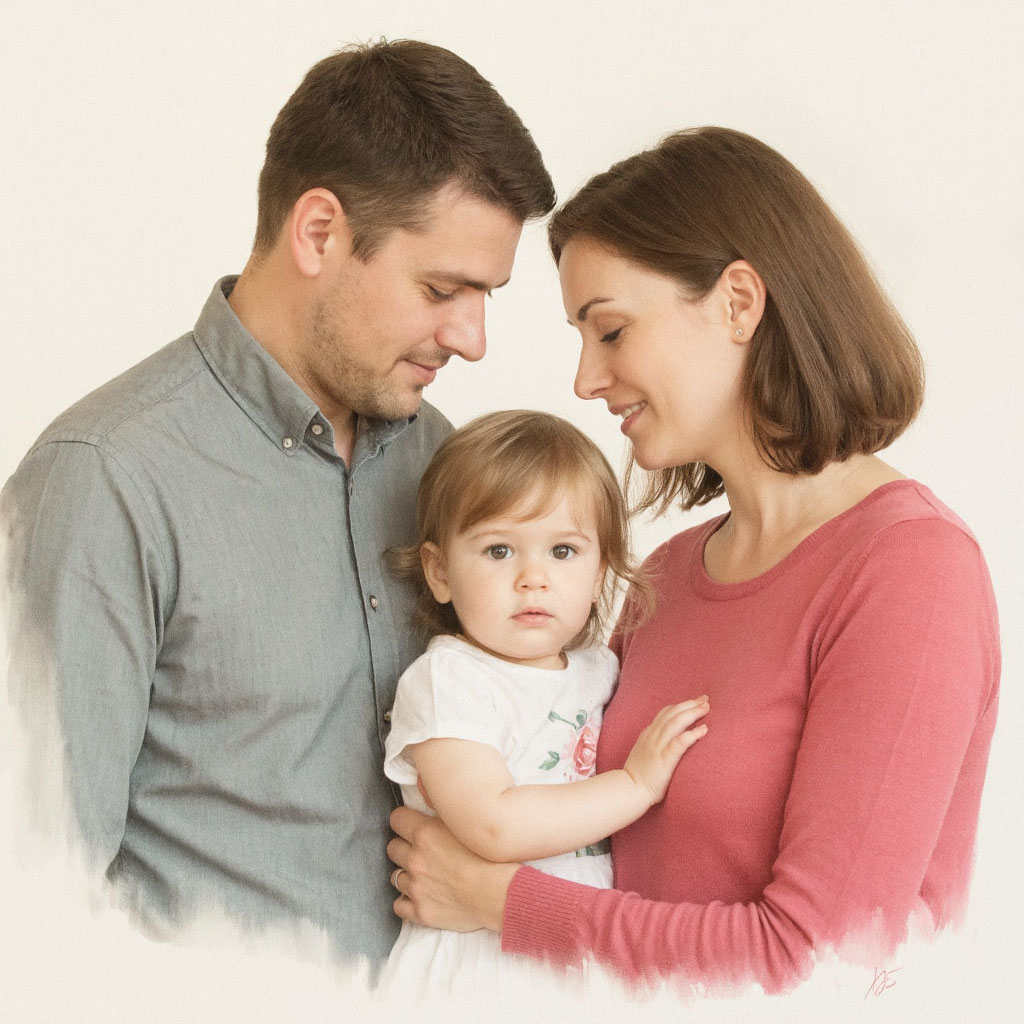 Семья смотрит новогодние фото и видео в день проводов Деда Мороза, 30 апреля.