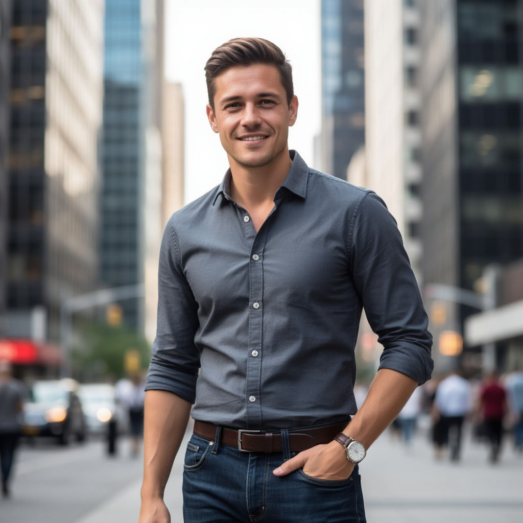 Красивый уверенный мужчина — образ современного защитника. Поздравление с 23 февраля коллеге или другу.