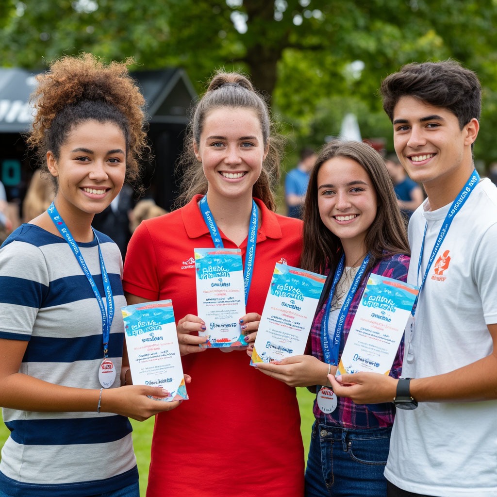 Вручение призов от спонсоров на студенческом празднике.