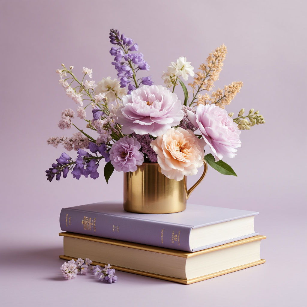 Готовая открытка с днем рождения для учителя женщины в нежных тонах.