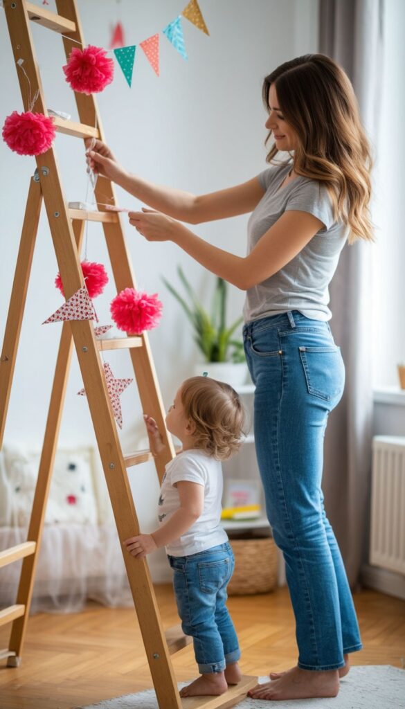 Мама украшает комнату для детского дня рождения своими руками. Бюджетный декор.