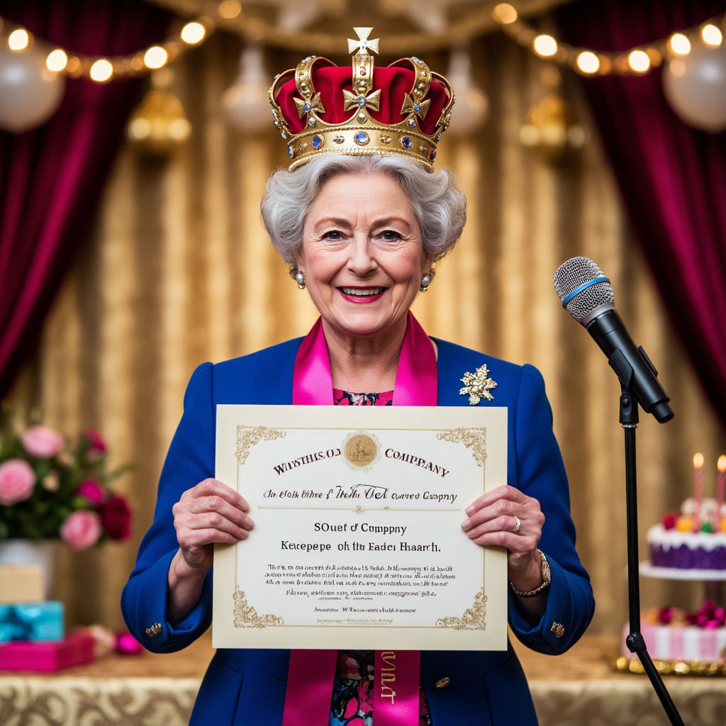 Вручение шуточных номинаций и грамот на юбилей женщине