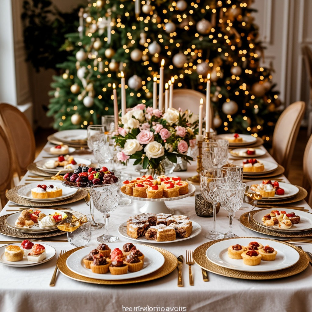 Праздничный стол, украшенный с особым вкусом и вниманием к деталям