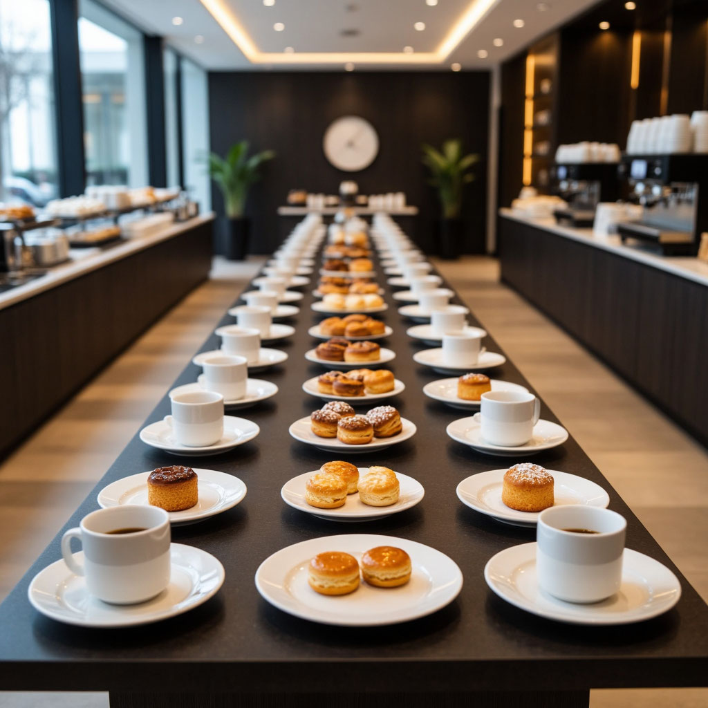 Профессиональная сервировка и организация зоны для кофе-брейка в Москве.