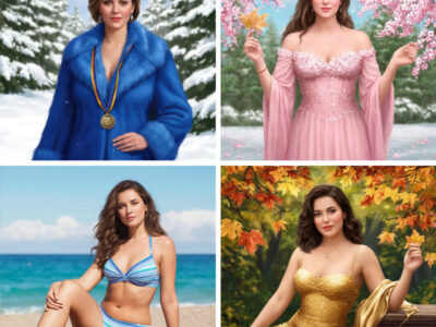 Четыре пышногрудые красавицы олицетворяют зиму весну лето и осень с сезонными наградами