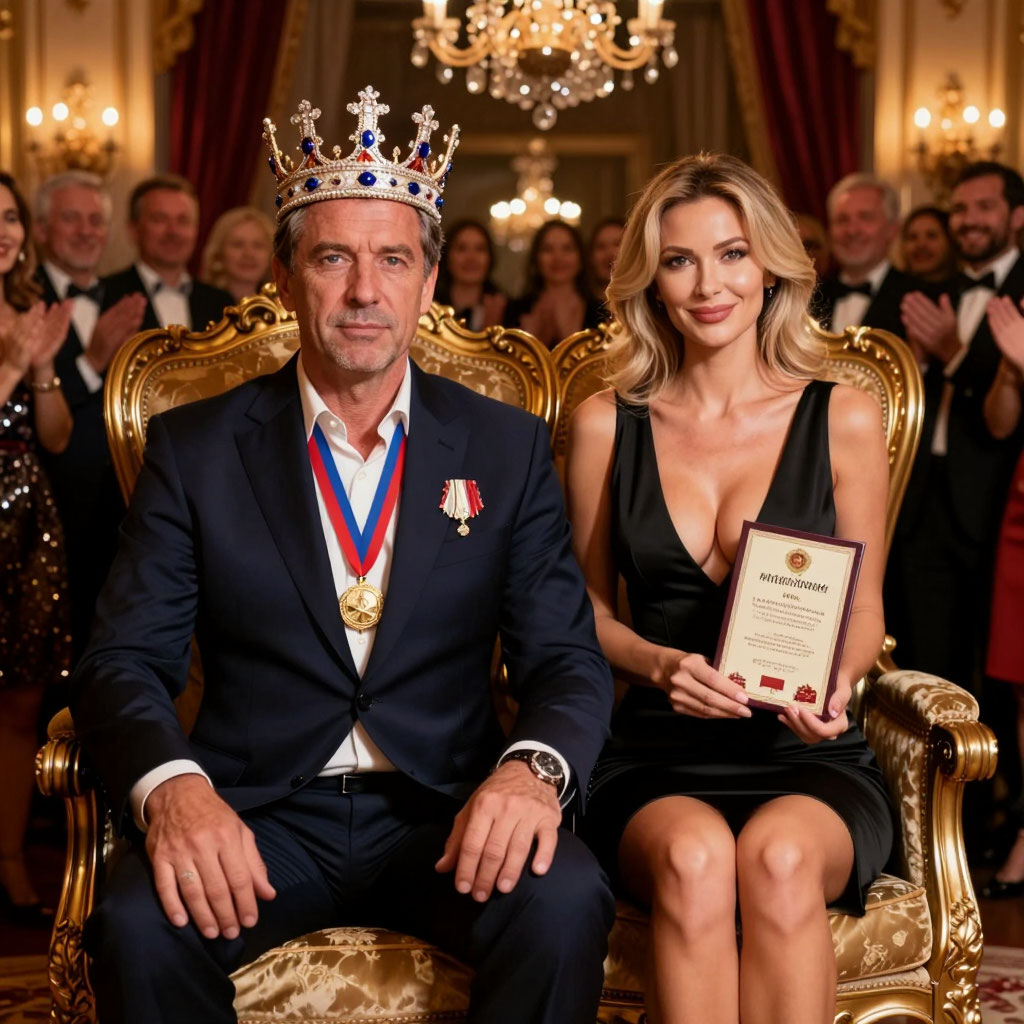 Шуточные номинации на 55 лет мужчине девушка вручает диплом корона