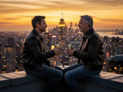 Поздравление другу с юбилеем мужчины на крыше закат пиво