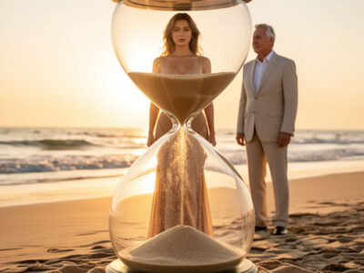 Поздравление с 65 летием мужчине женщина в песочных часах на закате пляж