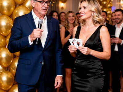 Конкурсы на юбилей мужчины 50 лет ведущий и девушка с карточками