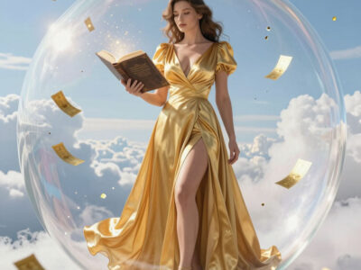 Оригинальные поздравления мужчине женщина в золотом платье в стеклянной сфере