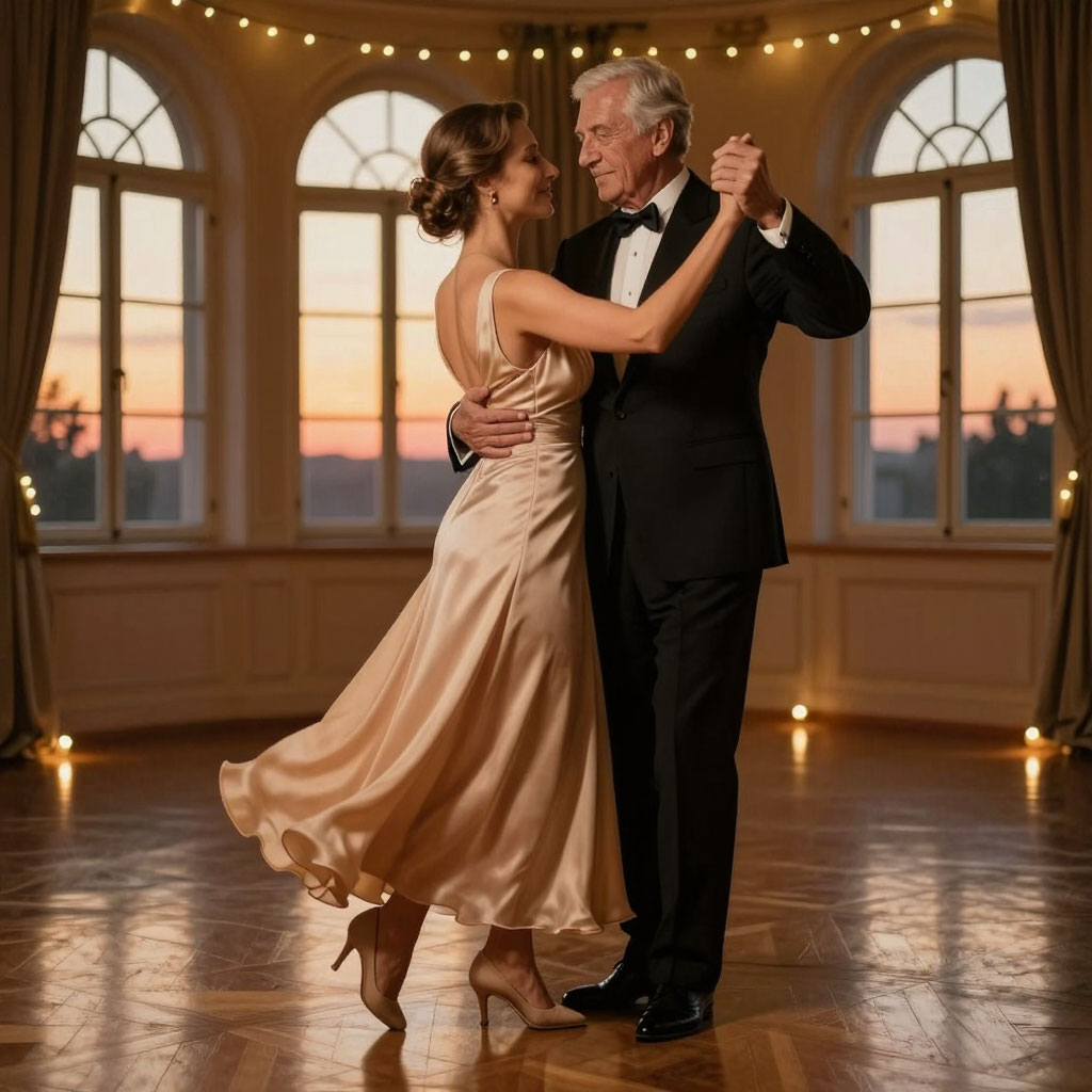 Конкурс на 70 лет мужчине женщина танцует вальс с юбиляром на закате