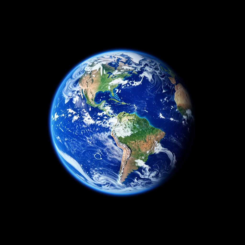 вид планеты Земля из космоса голубая атмосфера